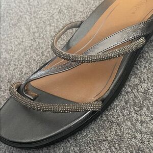 Vionic Metallic Silver and Tan Sandals